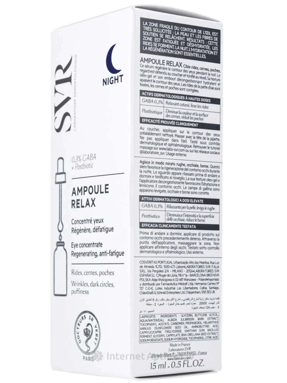 SVR Ampoule Relax Night Eyes Contour ööseerum, 15 ml | internetaptieka.lv