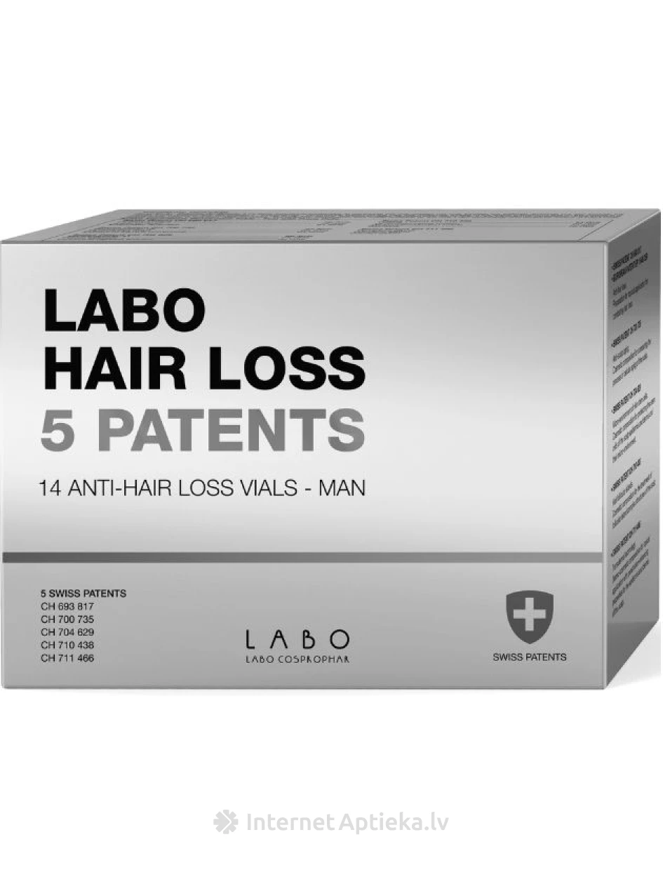 LABO Hair Loss 5 Patents ampulas pret matu izkrišanu vīriešiem, 14 ampulas | internetaptieka.lv