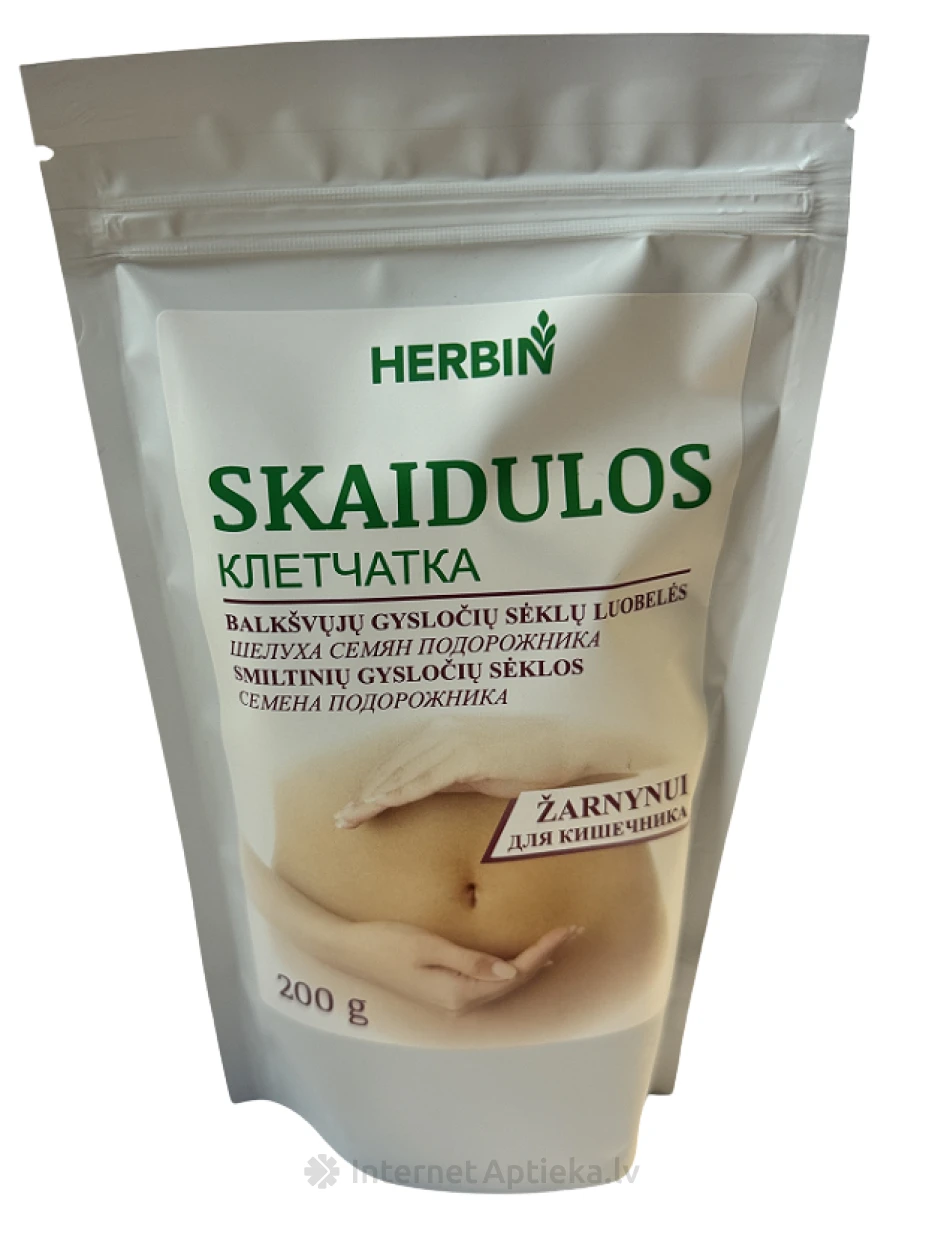 HERBIN Šķiedrvielas ceļteka sēklu miziņas un ceļteka sēklas, 200 g | internetaptieka.lv