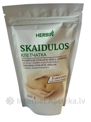 HERBIN Šķiedrvielas ceļteka sēklu miziņas un ceļteka sēklas, 200 g | internetaptieka.lv