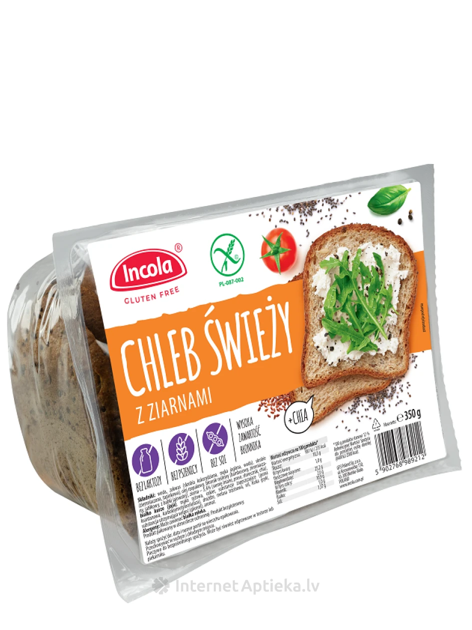 Incola gluteenivaba leib seemnetega, 350 g | internetaptieka.lv