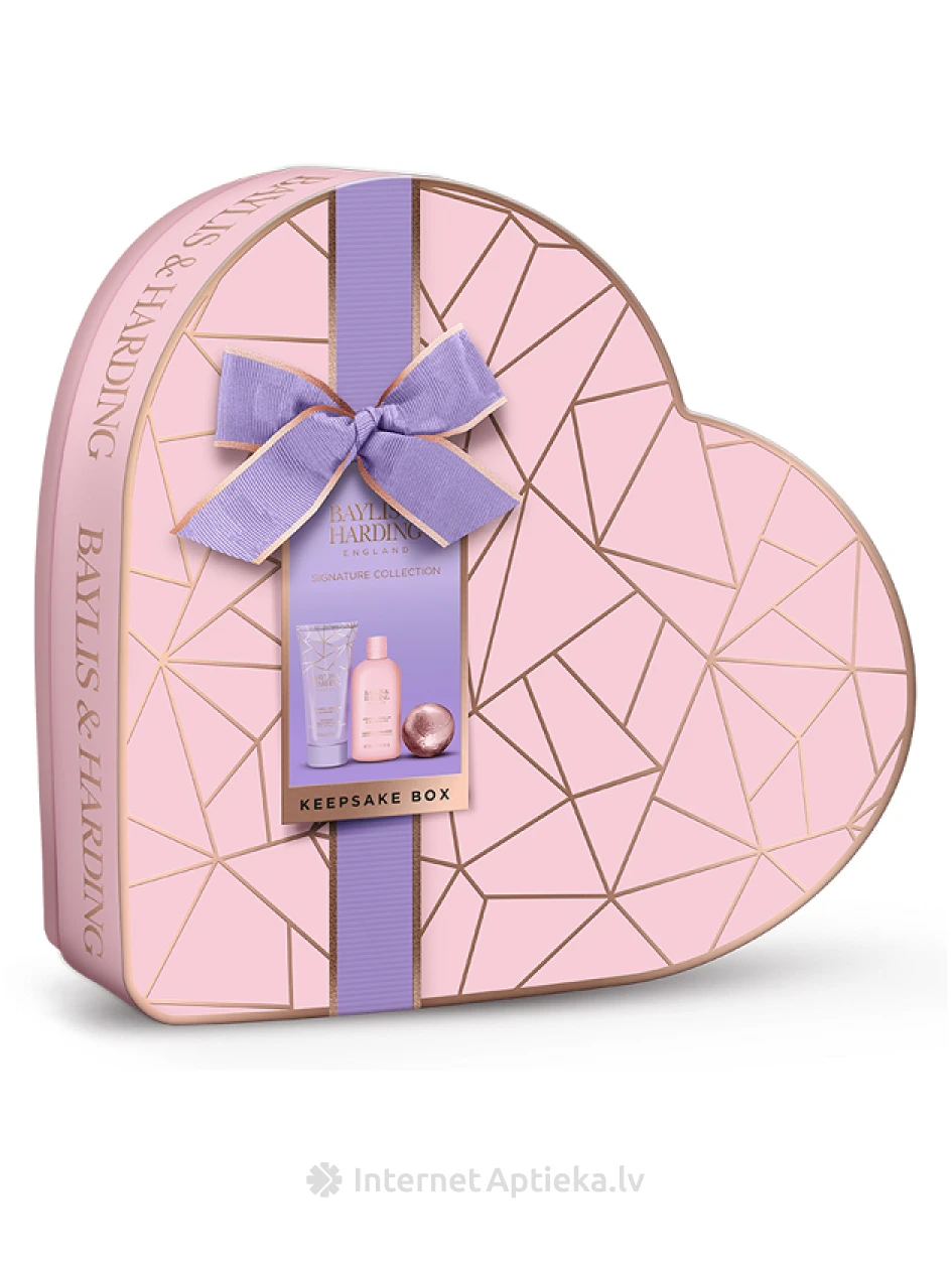 Baylis & Harding jojoba, vanilje ja mandliõli luksuslik Oil Luxury Heart Memory Gift Box kinkekomplekt, 300ml, 200ml, 140g. | internetaptieka.lv