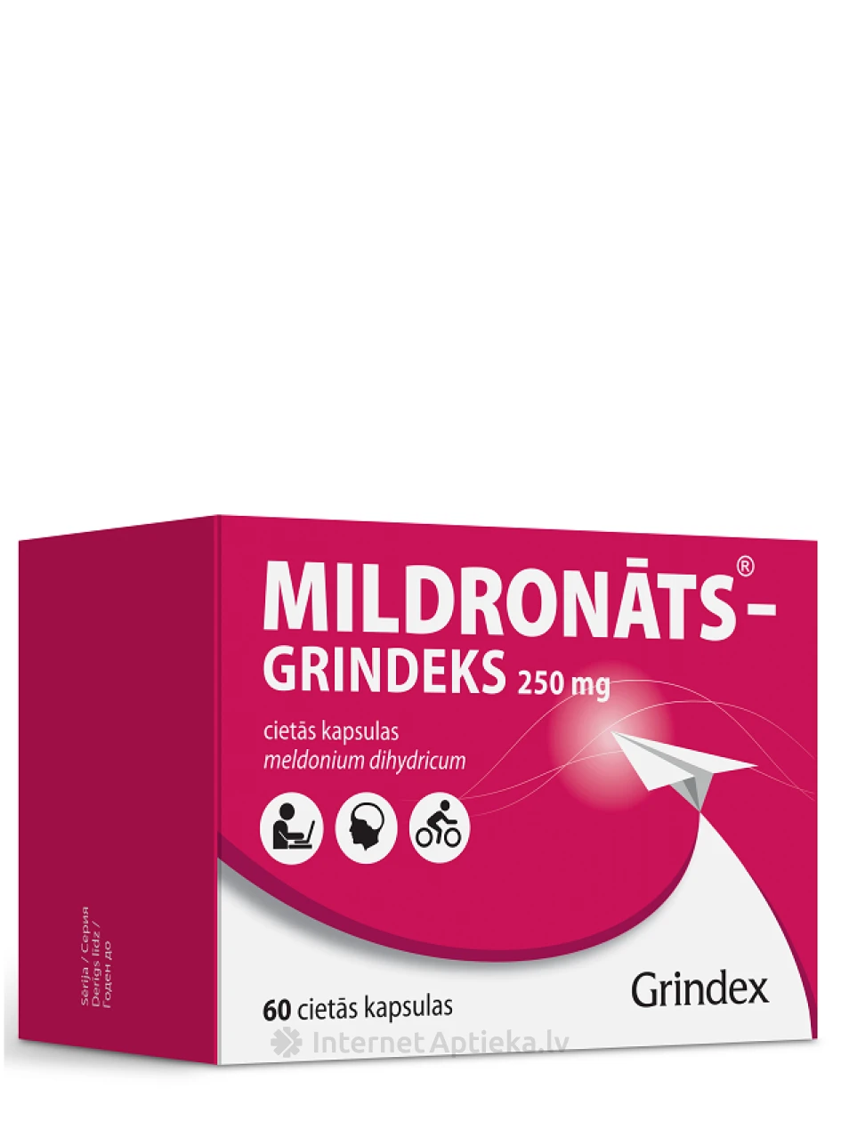 Милдронат-Гриндекс 250 мг твердые капсулы, 60 шт. | internetaptieka.lv