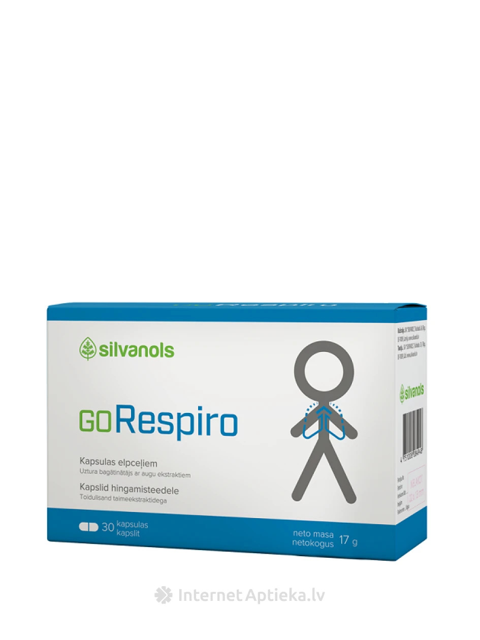 Silvanols GoRespiro, 30 капсул | internetaptieka.lv