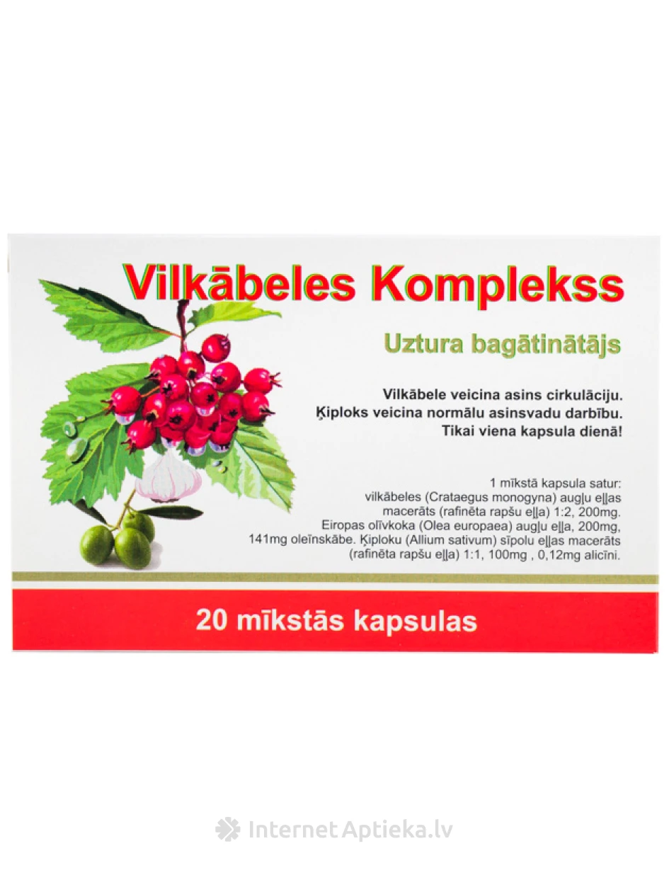Комплекс боярышника, 20 капсул | internetaptieka.lv