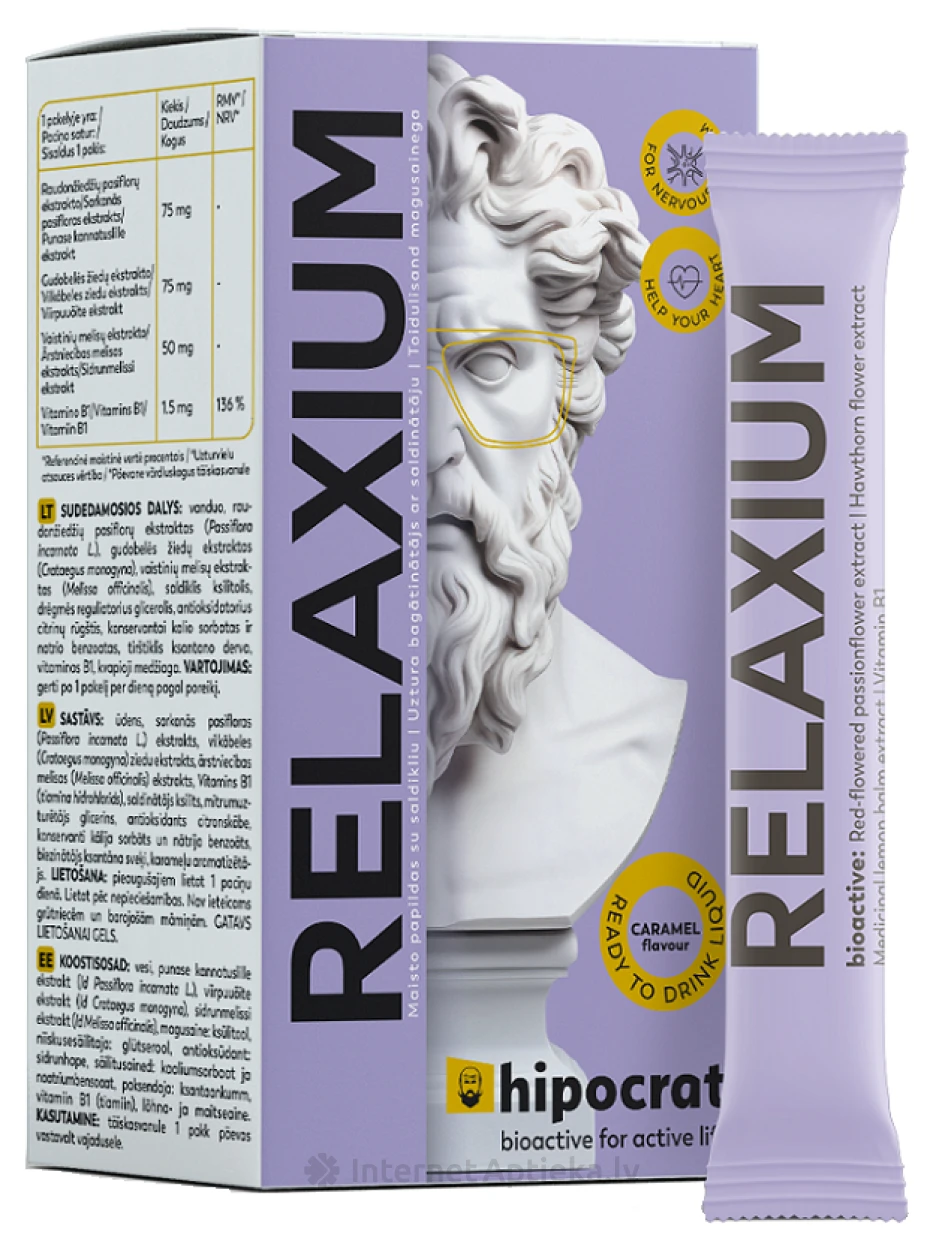 Biofarmacija HIPOCRAT RELAXIUM gels, 10 paciņas | internetaptieka.lv
