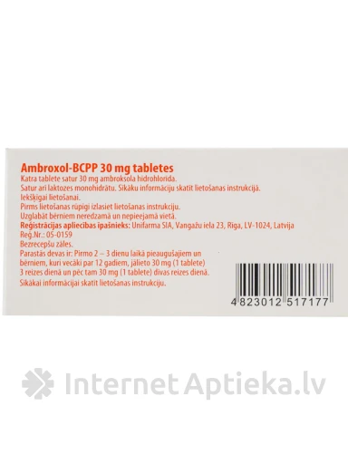 Ambroksool-BCPP 30 mg, 20 tabletti | internetaptieka.lv