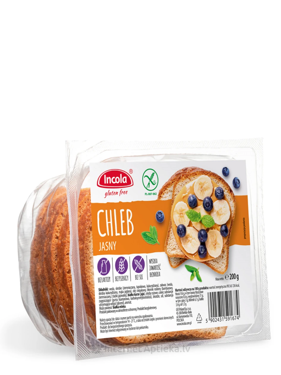 Incola Chleb Jasny gluteenivaba kerge sai, 200 g | internetaptieka.lv