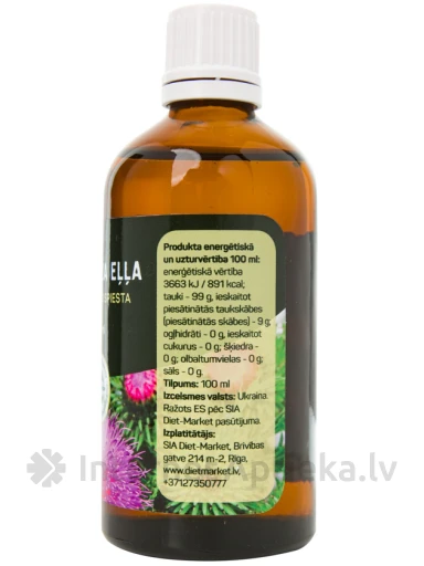 Масло семян расторопши (100% холодного отжима), 100 мл | internetaptieka.lv
