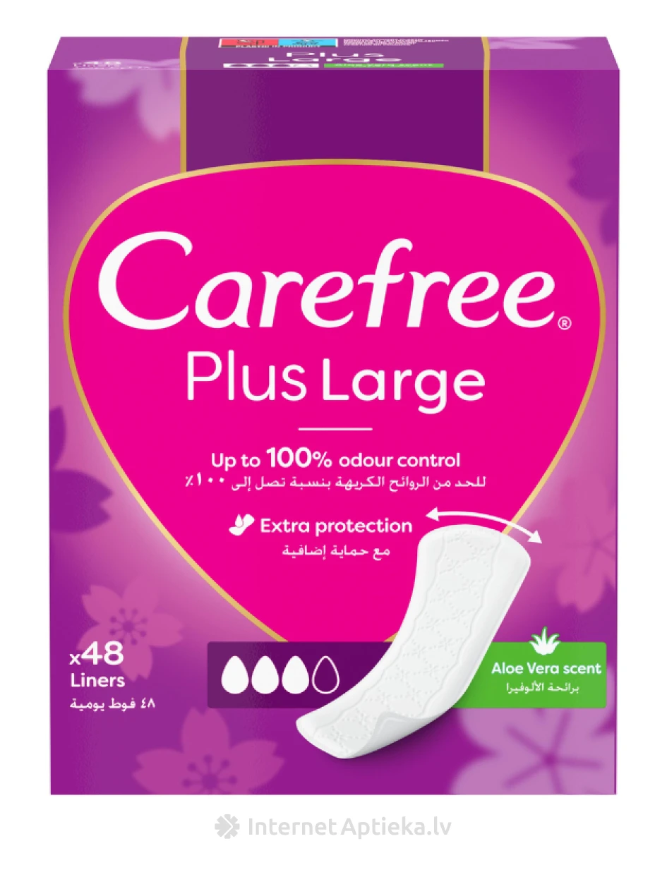 CAREFREE Plus Large Aloe Ikdienas ieliktnīši, 48 gb. | internetaptieka.lv
