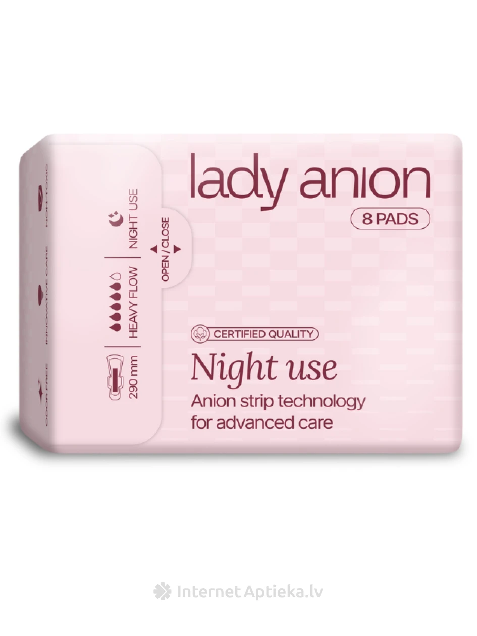 Lady ANION naktinis naudojimas Naktiniai paketai, 8 vnt. | internetaptieka.lv