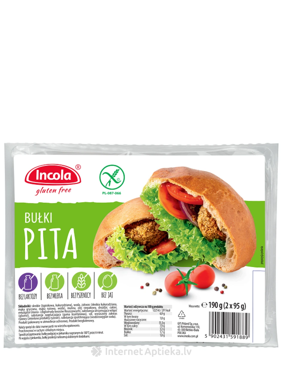 Incola bezglutēna pitas maizītes, 2x95 g | internetaptieka.lv