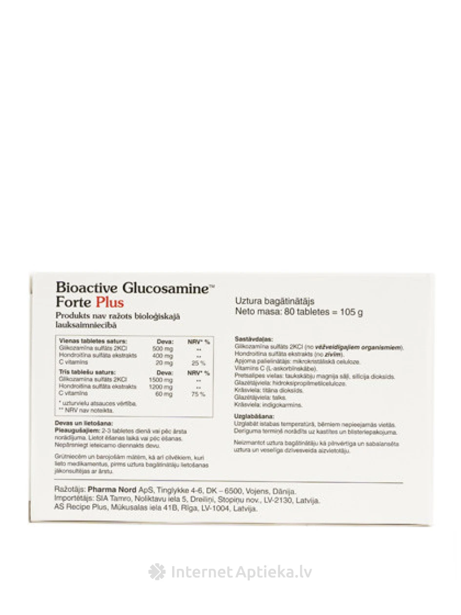 Bio-Glucosamine Forte 500+400mg tabletid, 80 tabletti | internetaptieka.lv
