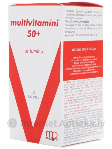 Medpro Multivitamīni 50+ ar luteīnu, 60 tabletes | internetaptieka.lv