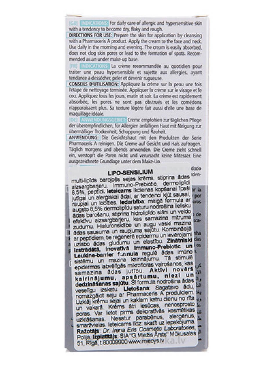Pharmaceris A Lipo-Sensilium barojošs sejas krēms, 50 ml | internetaptieka.lv