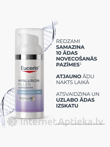 Eucerin Hyaluron-Filler + Longevity Epigenetic nakts krēms sejai ar Epicelline® un hialuronskābi, 50 ml | internetaptieka.lv
