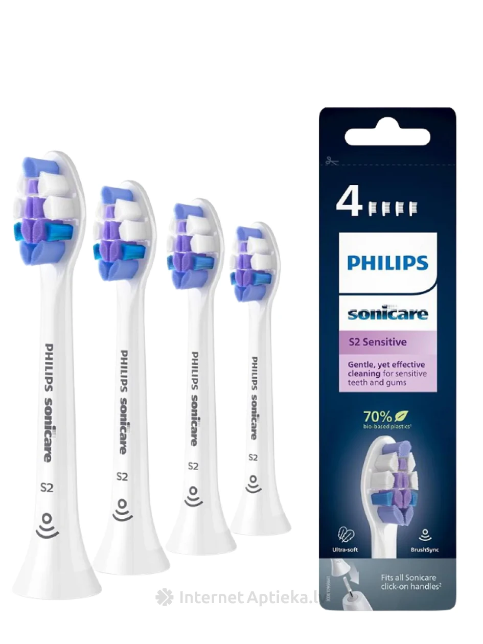 Philips Sonicare S2 Sensitive HX6054/87 zobu birstes galviņas, 4 gb. | internetaptieka.lv