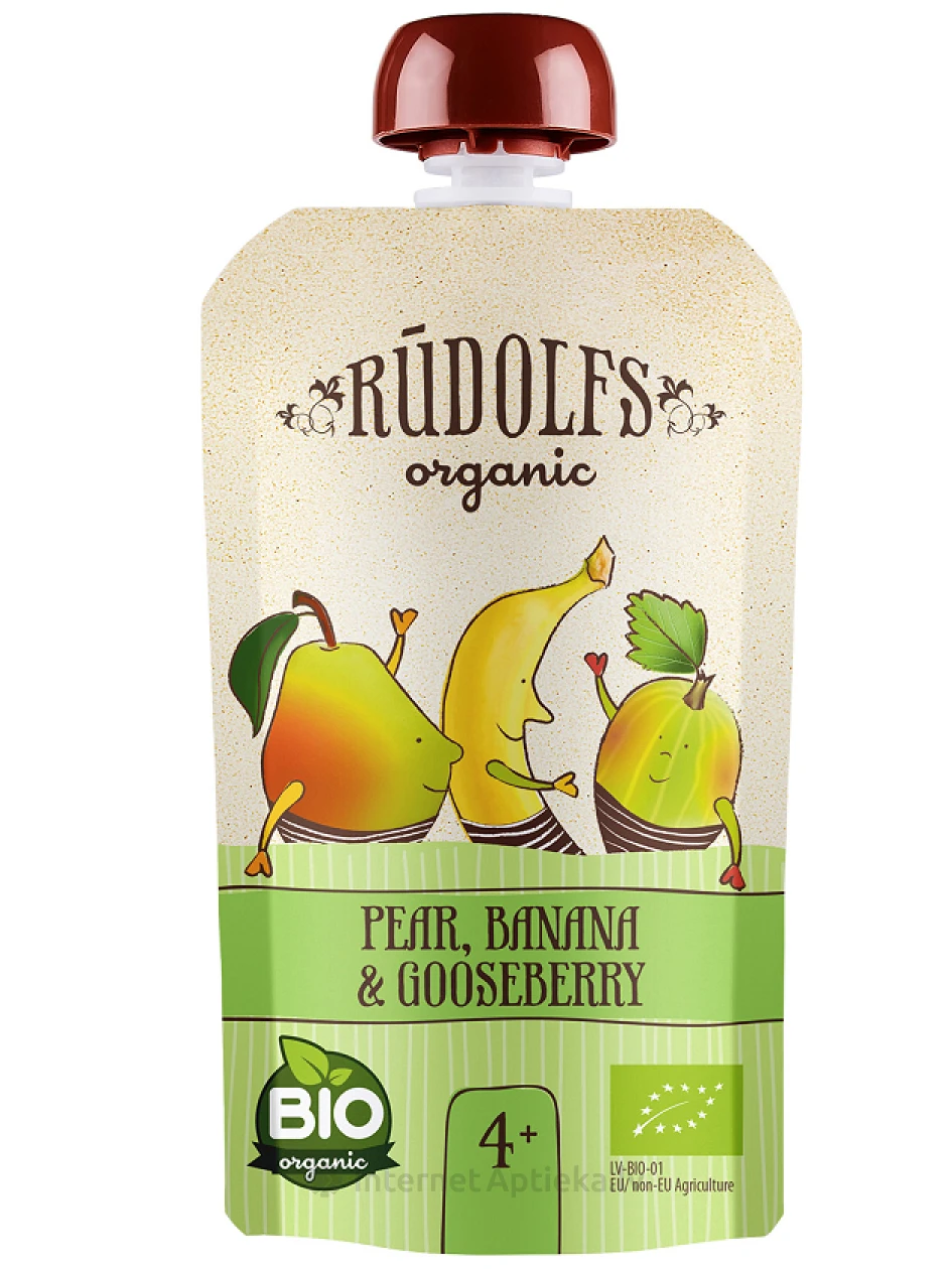 Rudolfs BIO Pirnibanaani karusmarjapüree DP, 110 g | internetaptieka.lv