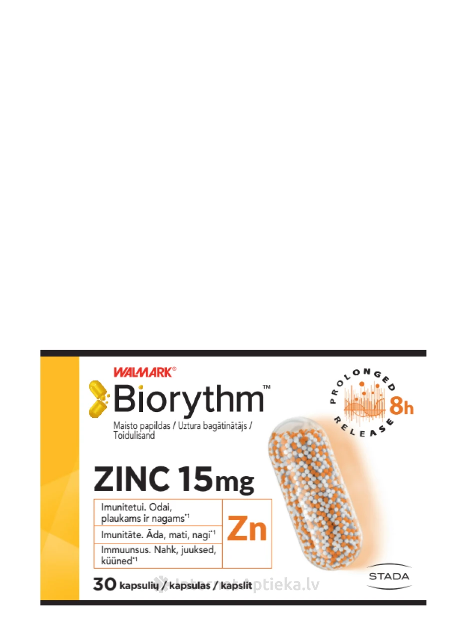 BIORYTHM ZINC 15 mg, 30 kapsulas | internetaptieka.lv