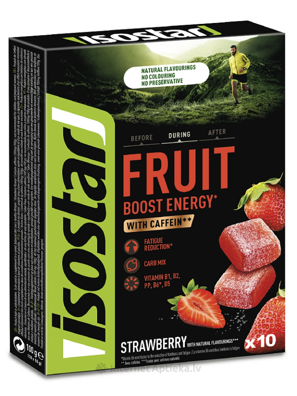 Isostar Energy Fruit Boost Strawberry Marmelaadid, 10x10 g | internetaptieka.lv