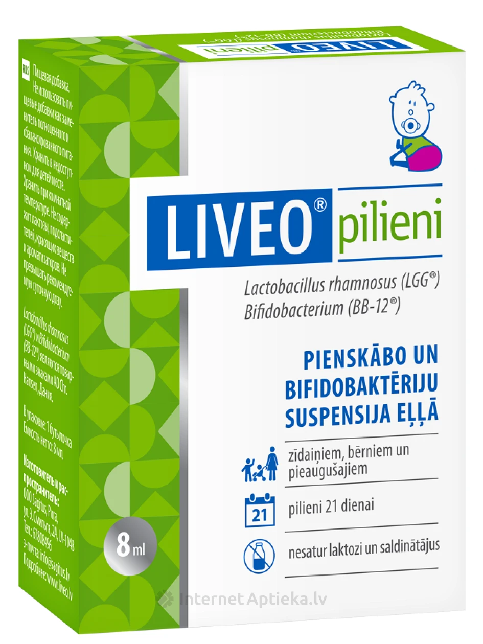 LIVEO Baby pilieni pienskābo un bifidobaktēriju suspensija eļļā, 8 ml | internetaptieka.lv