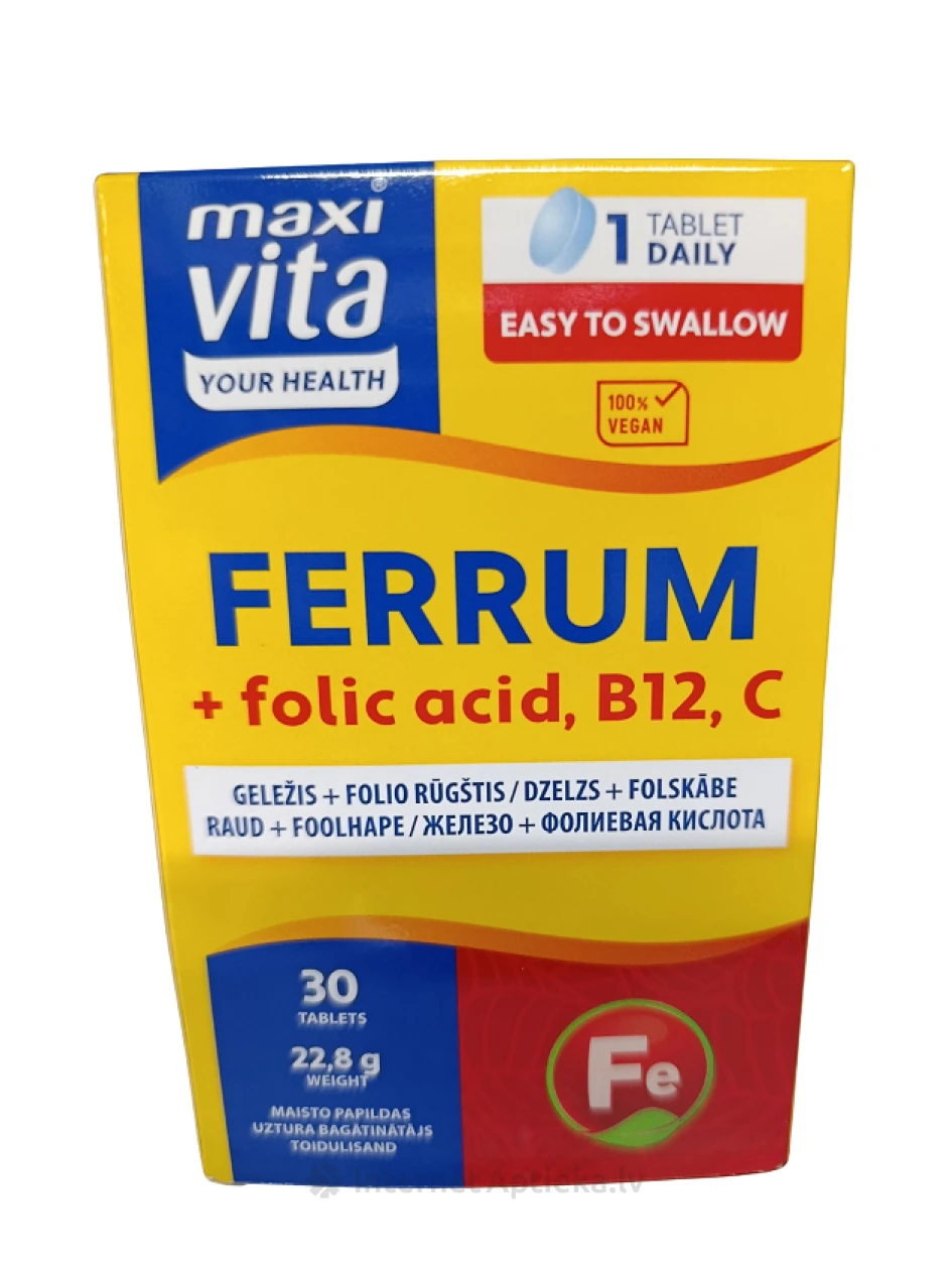 Raud + foolhape (200mq), 30 tabletti | internetaptieka.lv