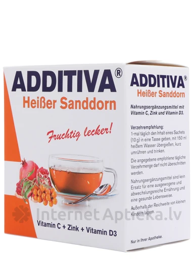 Additiva Heiser Sanddorn karstais dzēriens Smiltsērkšķis, 10 paciņas | internetaptieka.lv