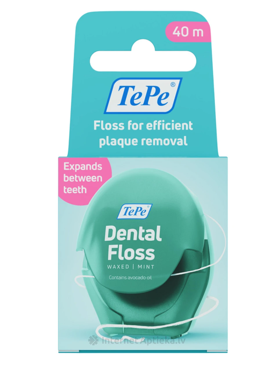 TePe Dental Floss восковая зубная нить с мятным вкусом, 40 м | internetaptieka.lv