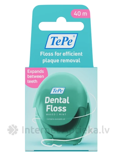 TePe Dental Floss восковая зубная нить с мятным вкусом, 40 м | internetaptieka.lv