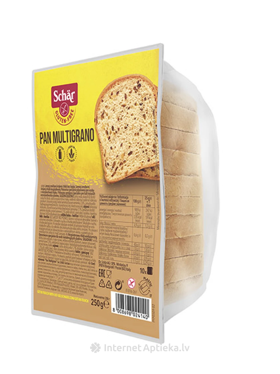 Schär Pan Multigrano bezglutēna graudu maize sķēlēs, 250 g | internetaptieka.lv