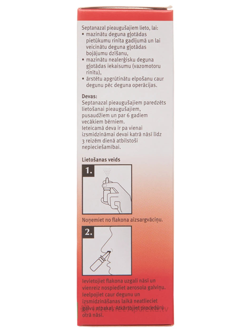 Septanazal deguna aerosols pieaugušajiem, 10 ml | internetaptieka.lv