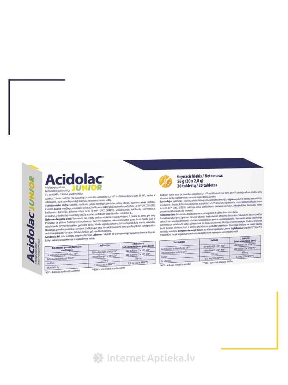 Acidolac® JUNIOR, 20 жевательных таблеток | internetaptieka.lv