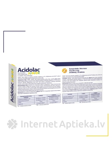 Acidolac® JUNIOR, 20 košļājamas tabletes | internetaptieka.lv