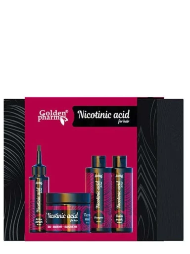 Dāvanu komplekts matiem nikotinskābes (serums, balzāms, matu šampūns, matu termo maska), matu termo maska) | internetaptieka.lv
