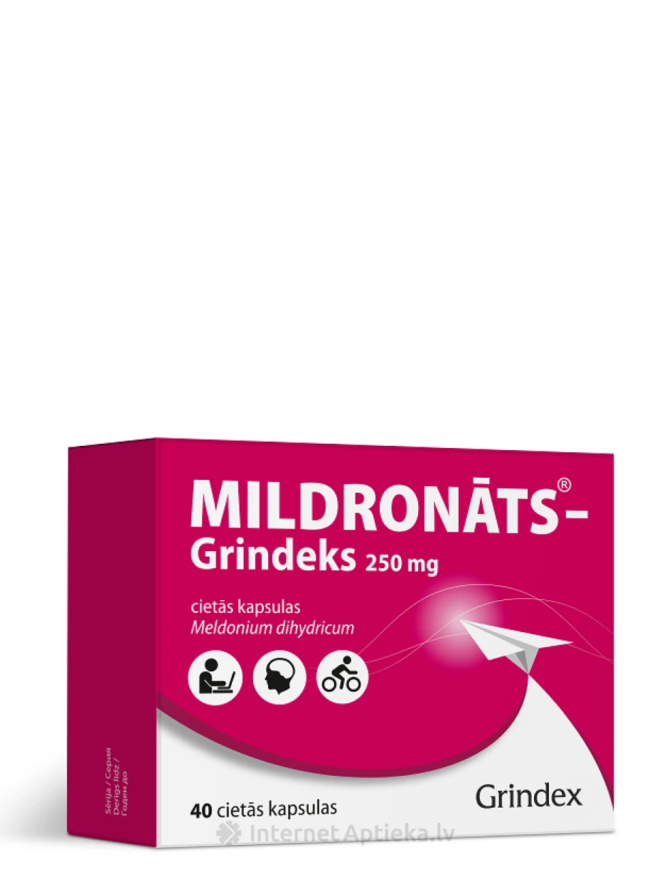 Grindeks Mildronāts (милдронат) 250мг, 40 капсул | internetaptieka.lv