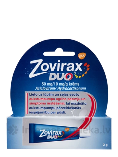 Zovirax Duo 50 mg/10 mg/g huuleherpes, 2 g | internetaptieka.lv