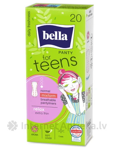 BELLA FOR TEENS Panty Aroma Relax ежедневные прокладки, 20 шт. | internetaptieka.lv