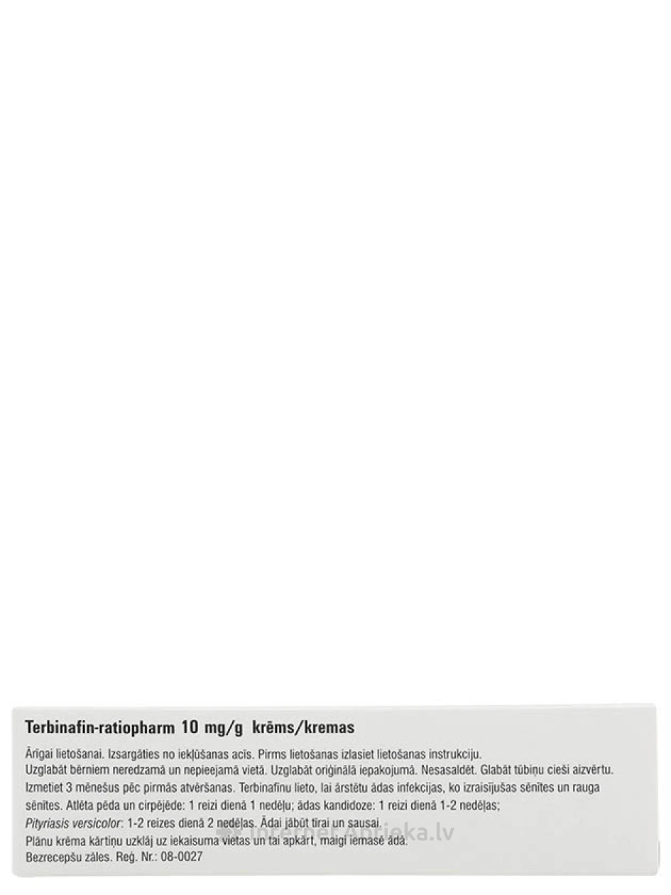 Terbinafine-Ratiopharm 10mg/g kreem, 15 g | internetaptieka.lv