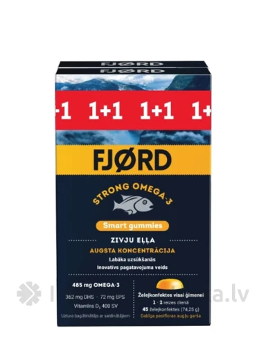 FJØRD STRONG OMEGA-3 Smart gummies, 45+45 gb. | internetaptieka.lv