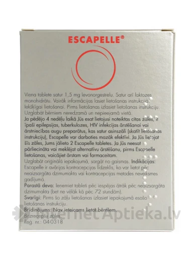 Escapelle 1.5mg, 1 tablete | internetaptieka.lv