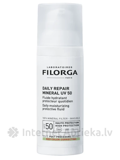 FILORGA DAILY REPAIR MINERAL UV50 saules aizsargkrēms sejas ādai pēc procedūrām, 50 ml | internetaptieka.lv