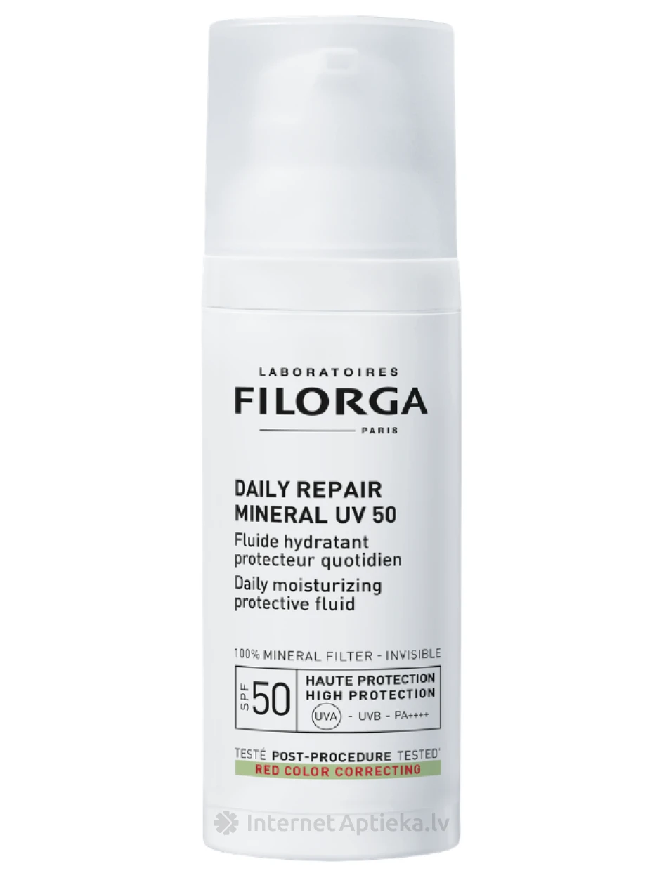 FILORGA DAILY REPAIR MINERAL UV50 saules aizsargkrēms sejas ādai pēc procedūrām, 50 ml | internetaptieka.lv
