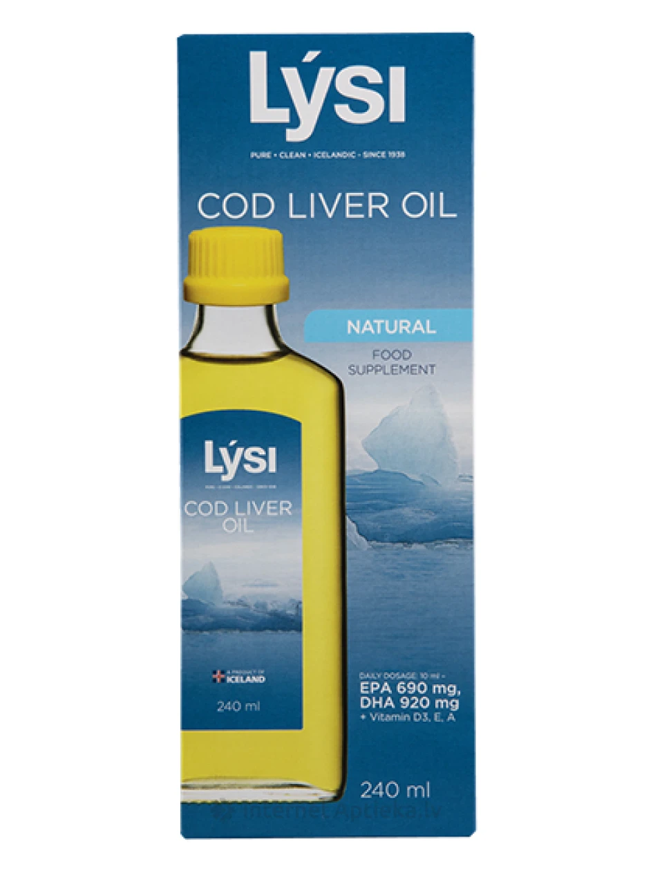 Lysi mencu aknu eļļa ar dabīgu garšu, 240 ml | internetaptieka.lv