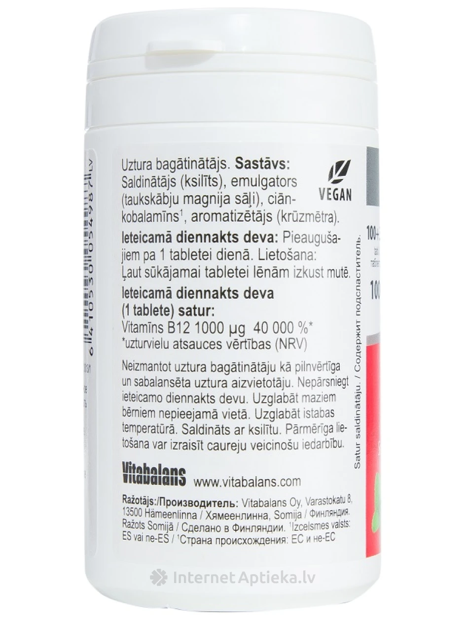Vitabalans Vita B12 1000mkg, 130 tabletes | internetaptieka.lv