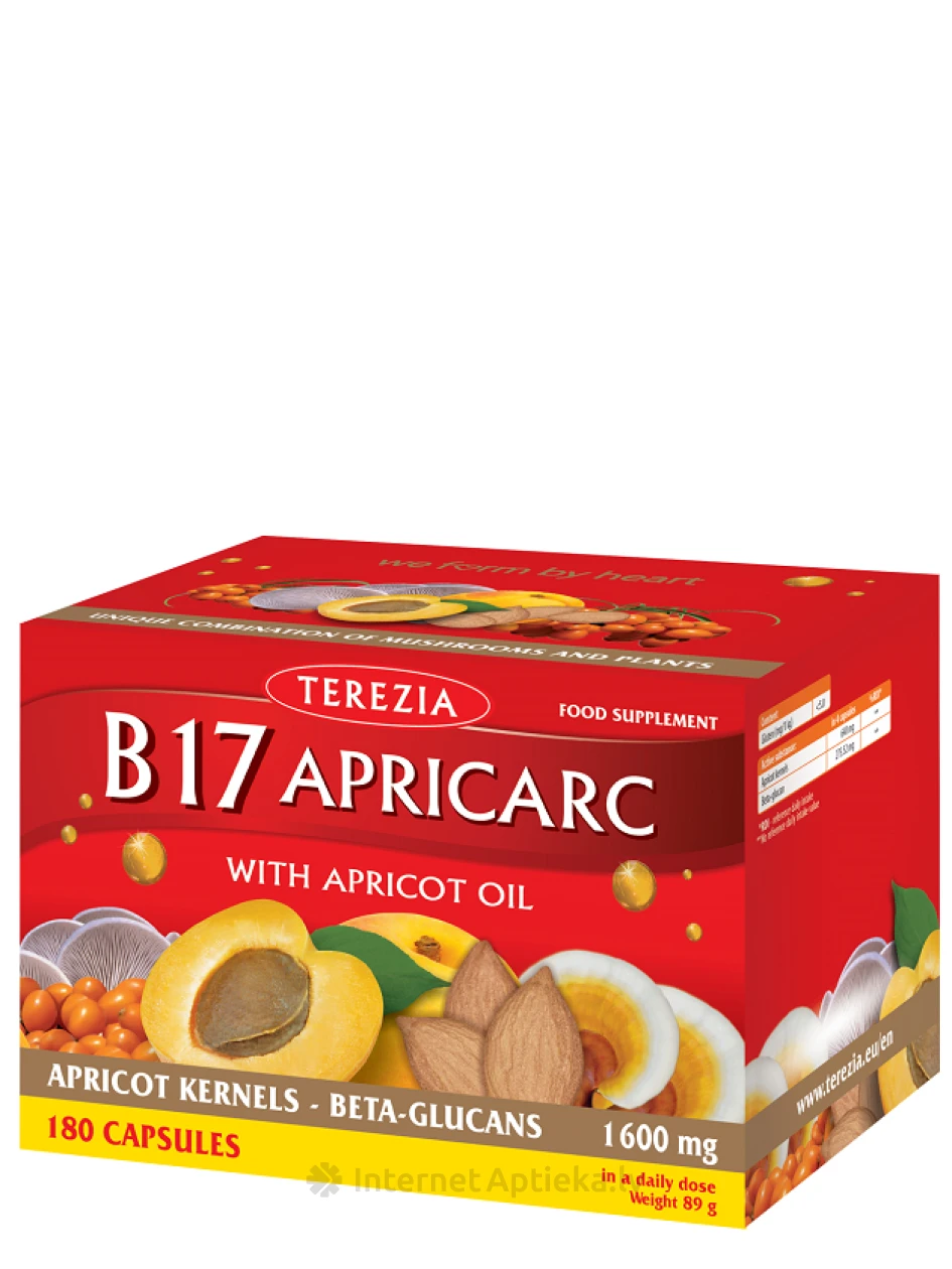 Terezia B17 Apricarc ar aprikožu eļļu kapsulas, 180 gb. | internetaptieka.lv