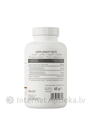 OstroVit Omega 3 Easy to Swallow kapsulas, 90 gb. | internetaptieka.lv