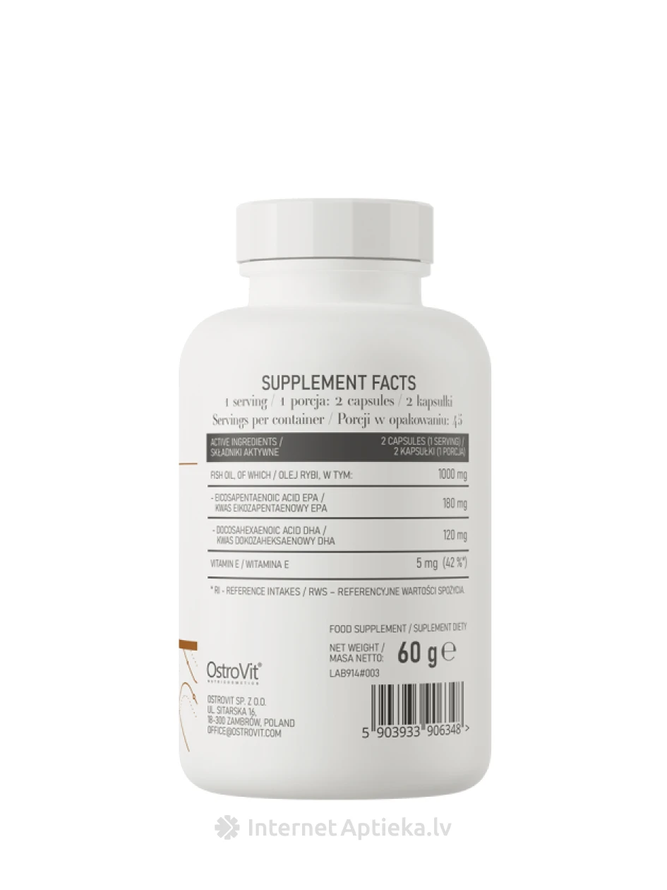 OstroVit Omega 3 Easy to Swallow kapsulas, 90 gb. | internetaptieka.lv