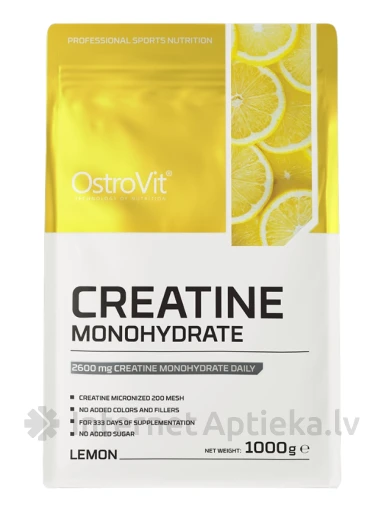OstroVit 100% Creatine Monohydrate Lemon Pulber, 1000 g | internetaptieka.lv
