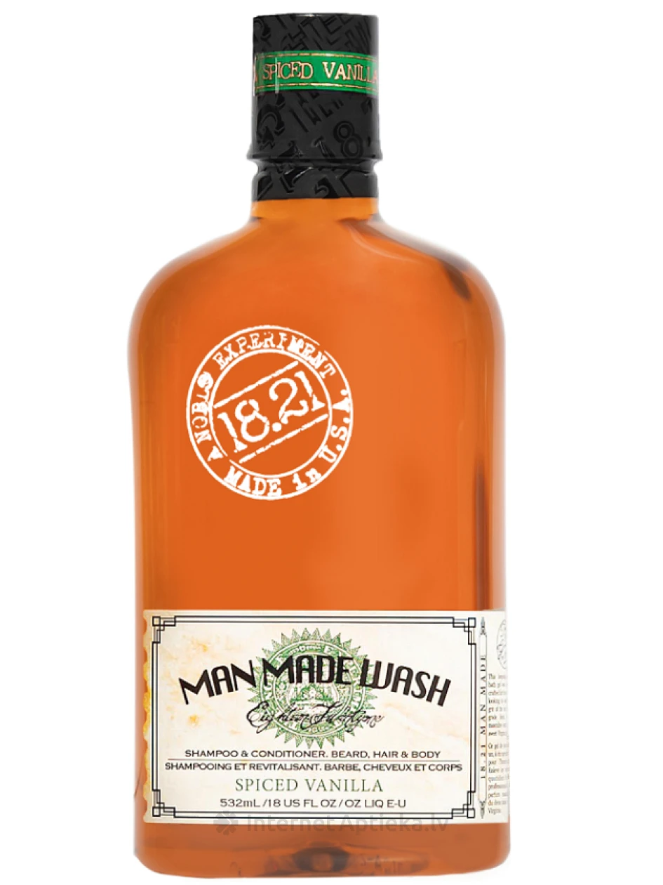 18.21 MAN MADE Trīs vienā mazgāšanas līdzeklis ar vaniļas aromātu, 532 ml | internetaptieka.lv