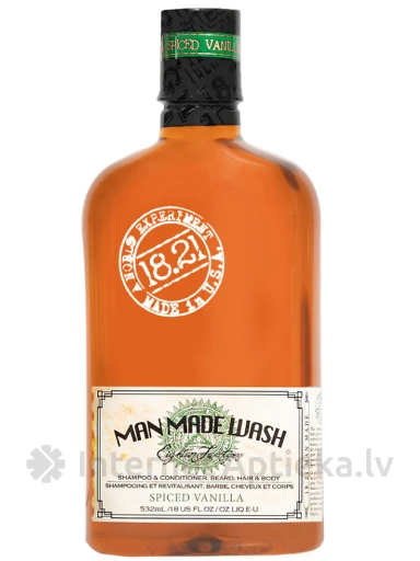 18.21 MAN MADE Trīs vienā mazgāšanas līdzeklis ar vaniļas aromātu, 532 ml | internetaptieka.lv